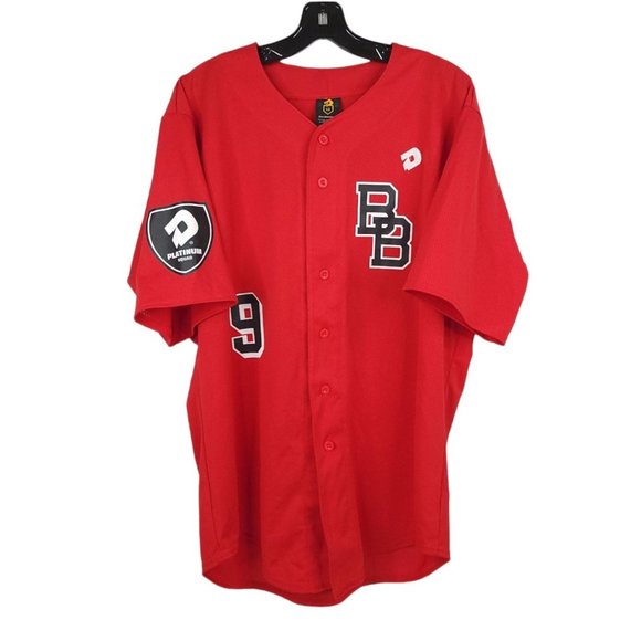 DeMarini Baseball Jersey Mens Size L Platinum Squad BB 9 Button Front Red - Picture 4 of 11